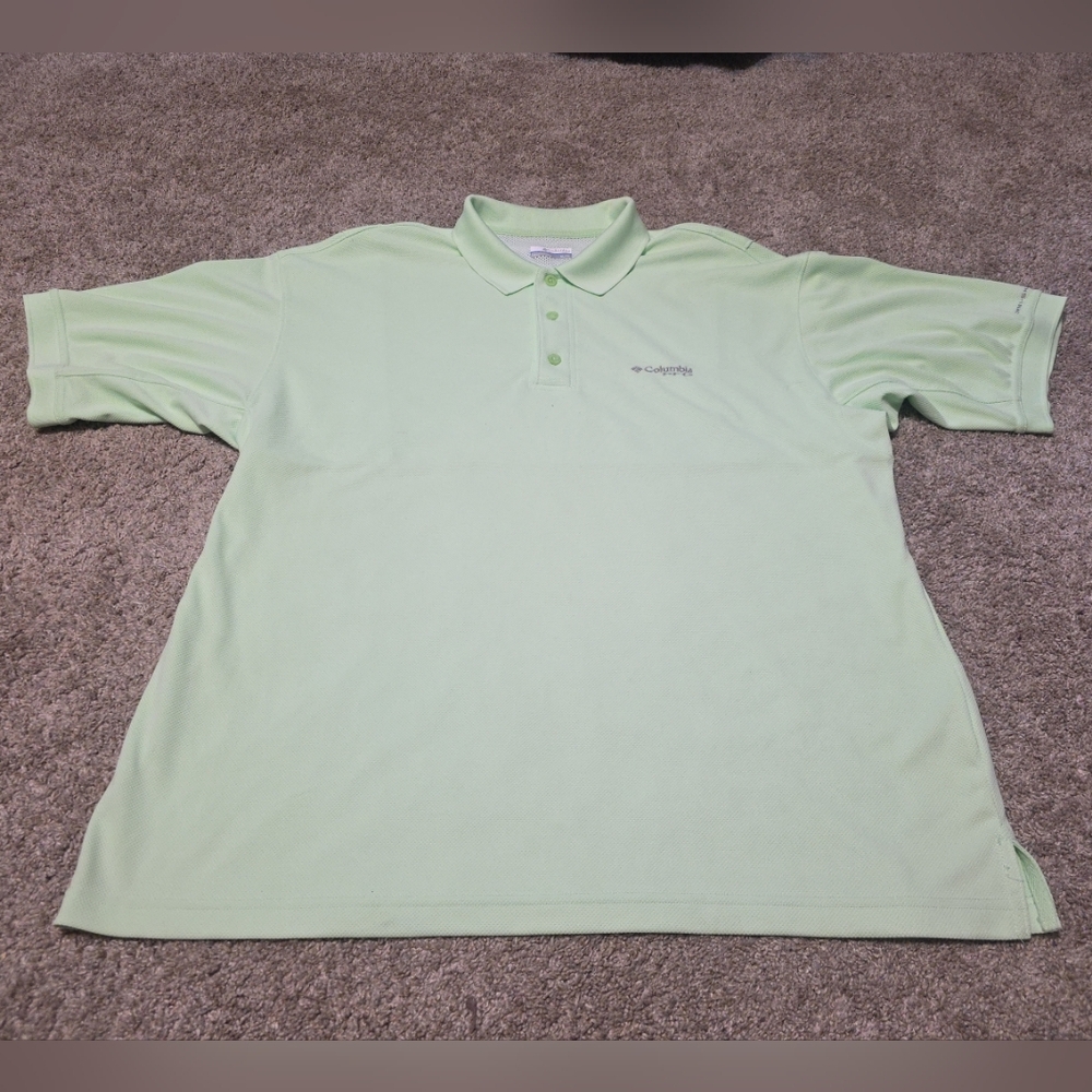 Columbia PFG Polo Shirt Mens XL Lime Green Casual Outdoors Fish Fishing Performa